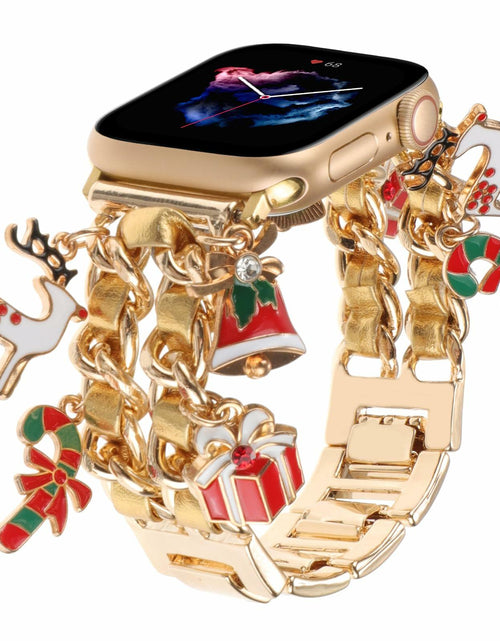 Load image into Gallery viewer, REALSIGN Metal Apple Watch Band Cuban Chain Christmas Bell Gold 42-45mm
