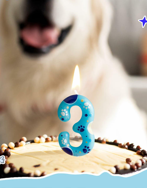 Load image into Gallery viewer, FUNCANDLE Blue Dog Paw Print Birthday Candle Number 2 Size 2 Blue
