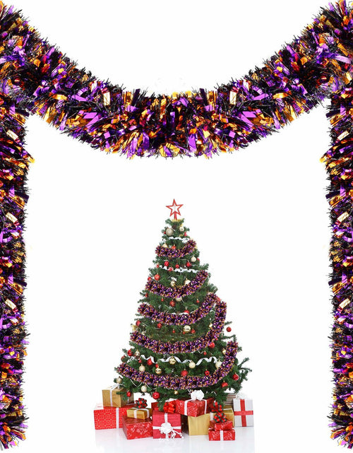 Load image into Gallery viewer, Riceshoot Metallic Tinsel Garland 131.23ft Black Orange Purple Retro Color
