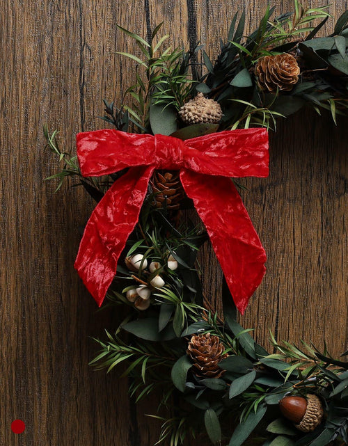 Load image into Gallery viewer, LaRibbons 24 Pcs Red Crinkled Velvet Bows 3.94x3.94 Vintage 1" Wide
