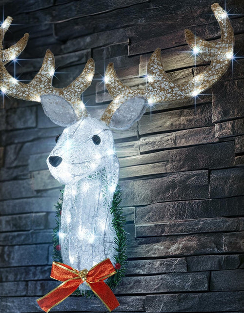 Load image into Gallery viewer, Hourleey 32" Lighted Christmas Reindeer Head Wall Decor Battery Operated White
