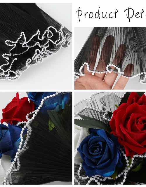 Load image into Gallery viewer, CCINEE 4.37 Yards Black Pearl Wrinkled Flower Wrapping Mesh Paper Wedding
