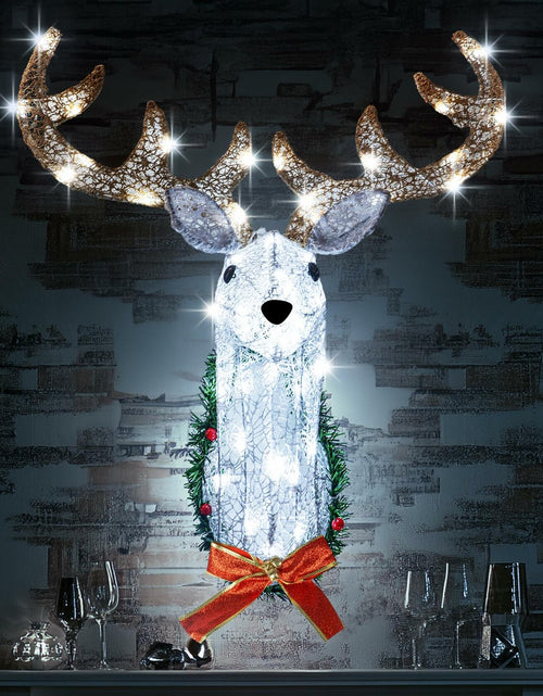 Load image into Gallery viewer, Hourleey 32" Lighted Christmas Reindeer Head Wall Decor Battery Operated White
