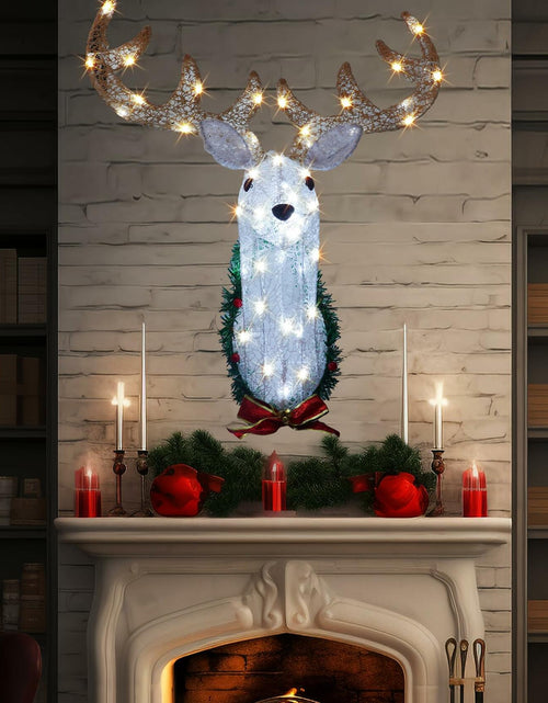Load image into Gallery viewer, Hourleey 32" Lighted Christmas Reindeer Head Wall Decor Battery Operated White
