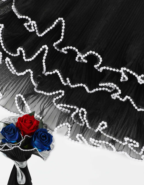 Load image into Gallery viewer, CCINEE 4.37 Yards Black Pearl Wrinkled Flower Wrapping Mesh Paper Wedding
