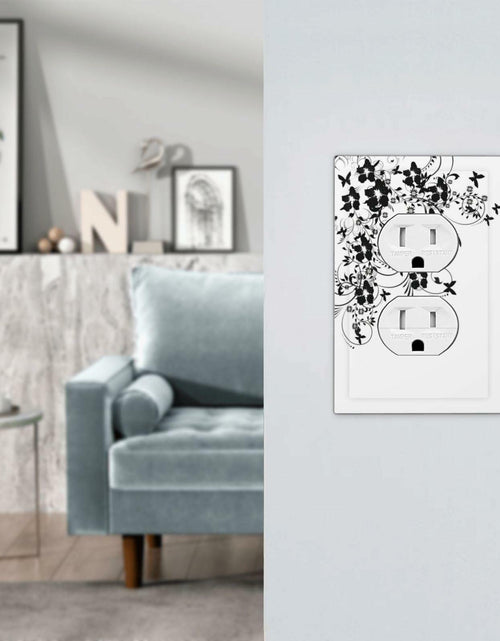 Load image into Gallery viewer, sptvan Black Flower Butterfly 1 Gang Duplex Wall Plate Outlet Cover 5x3 IN
