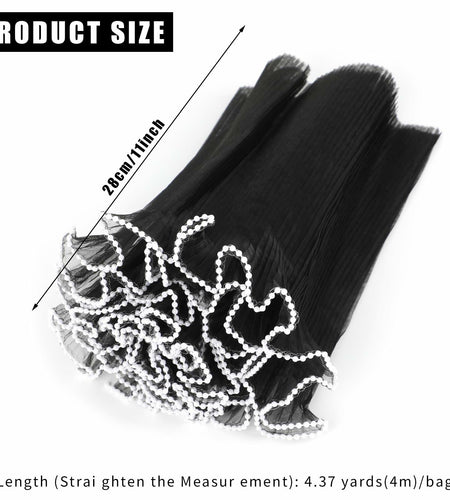 CCINEE 4.37 Yards Black Pearl Wrinkled Flower Wrapping Mesh Paper Wedding