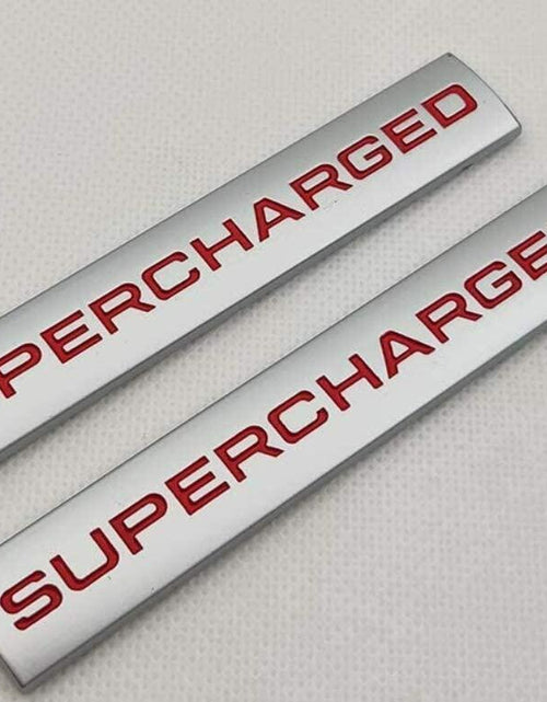 Load image into Gallery viewer, ChezMax 2Pcs 3D Raised Supercharged Car Emblem Badge Sticker Silver Red
