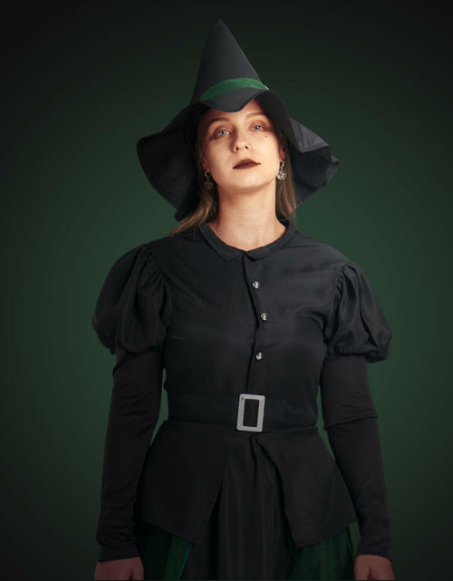 Load image into Gallery viewer, IKALI Women Gothic Witch Costume Black Halloween Hat Size 8-10
