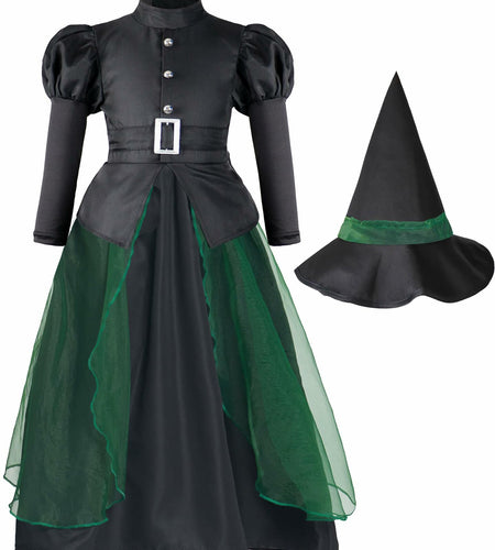 IKALI Women Gothic Witch Costume Black Halloween Hat Size 8-10
