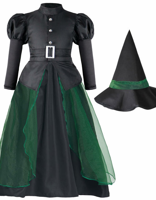 Load image into Gallery viewer, IKALI Women Gothic Witch Costume Black Halloween Hat Size 8-10

