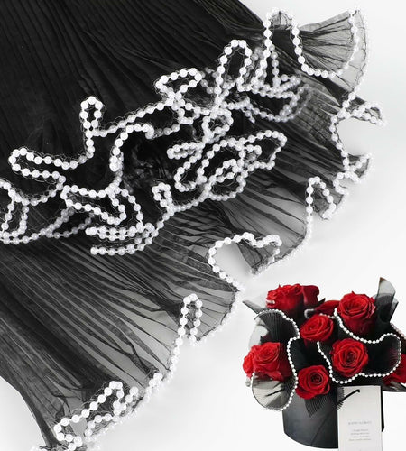 CCINEE 4.37 Yards Black Pearl Wrinkled Flower Wrapping Mesh Paper Wedding