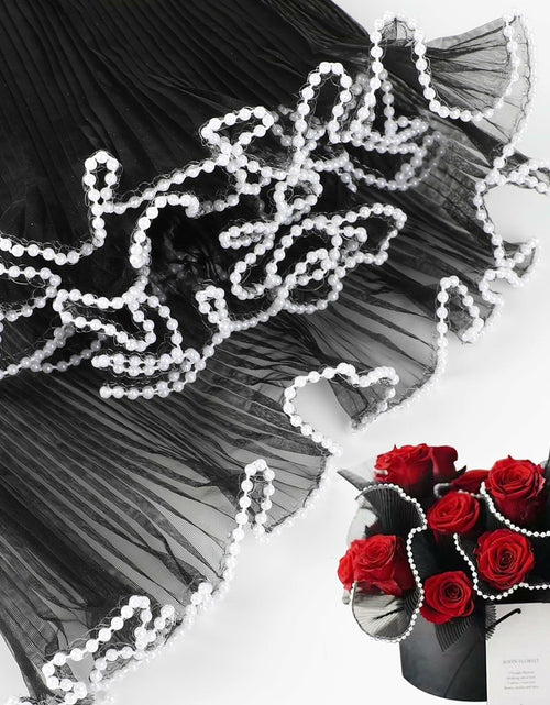 Load image into Gallery viewer, CCINEE 4.37 Yards Black Pearl Wrinkled Flower Wrapping Mesh Paper Wedding
