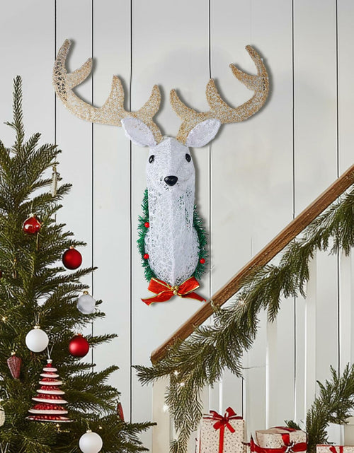 Load image into Gallery viewer, Hourleey 32" Lighted Christmas Reindeer Head Wall Decor Battery Operated White
