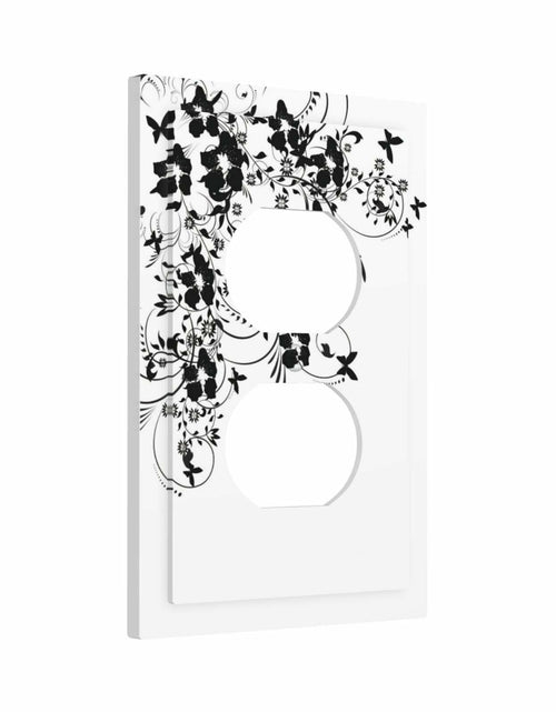 Load image into Gallery viewer, sptvan Black Flower Butterfly 1 Gang Duplex Wall Plate Outlet Cover 5x3 IN
