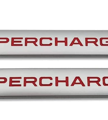 ChezMax 2Pcs 3D Raised Supercharged Car Emblem Badge Sticker Silver Red