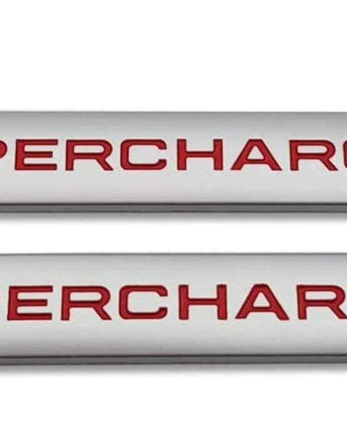 Load image into Gallery viewer, ChezMax 2Pcs 3D Raised Supercharged Car Emblem Badge Sticker Silver Red
