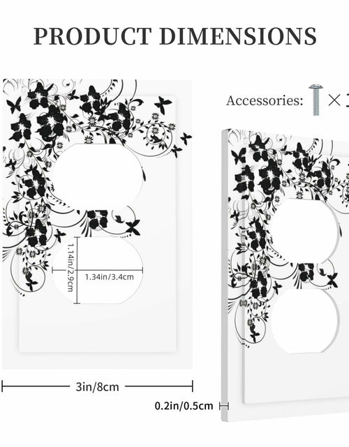 Load image into Gallery viewer, sptvan Black Flower Butterfly 1 Gang Duplex Wall Plate Outlet Cover 5x3 IN
