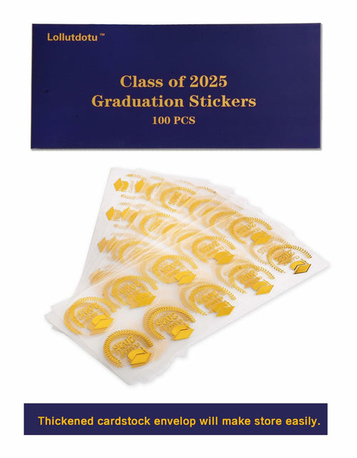 Load image into Gallery viewer, Lollutdotu 100PCS Graduation Stickers Class of 2025 Gold Foil Seals 1.6 inch
