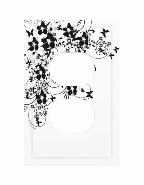 Load image into Gallery viewer, sptvan Black Flower Butterfly 1 Gang Duplex Wall Plate Outlet Cover 5x3 IN
