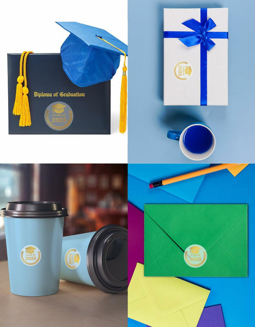 Load image into Gallery viewer, Lollutdotu 100PCS Graduation Stickers Class of 2025 Gold Foil Seals 1.6 inch
