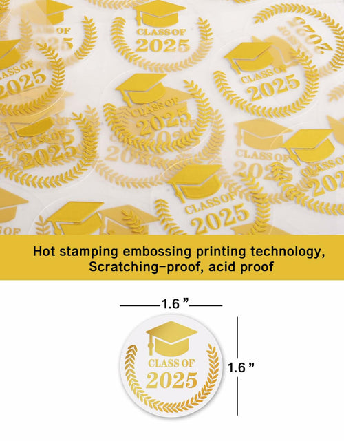 Load image into Gallery viewer, Lollutdotu 100PCS Graduation Stickers Class of 2025 Gold Foil Seals 1.6 inch
