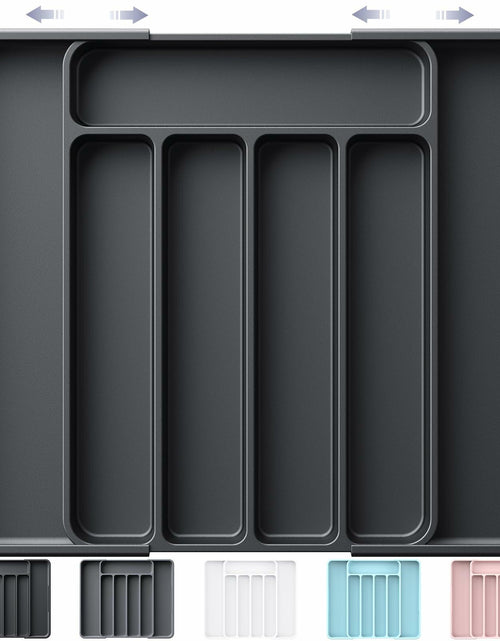 Load image into Gallery viewer, Kitsure Adjustable Cutlery Drawer Organizer Kitchen Tray Black
