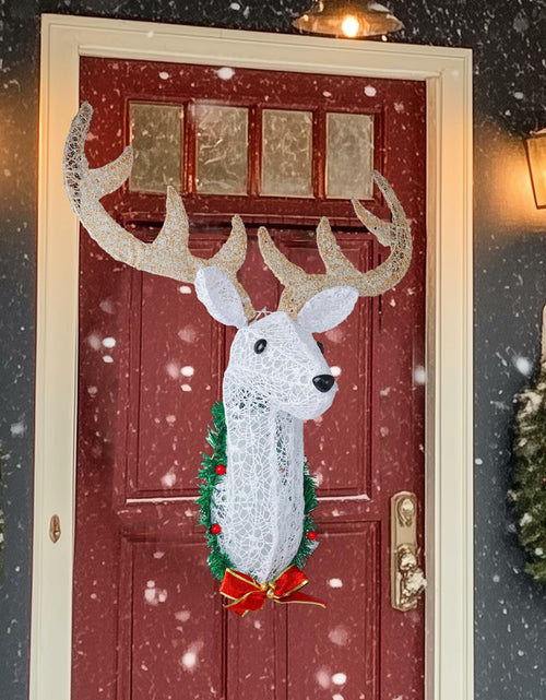 Load image into Gallery viewer, Hourleey 32" Lighted Christmas Reindeer Head Wall Decor Battery Operated White
