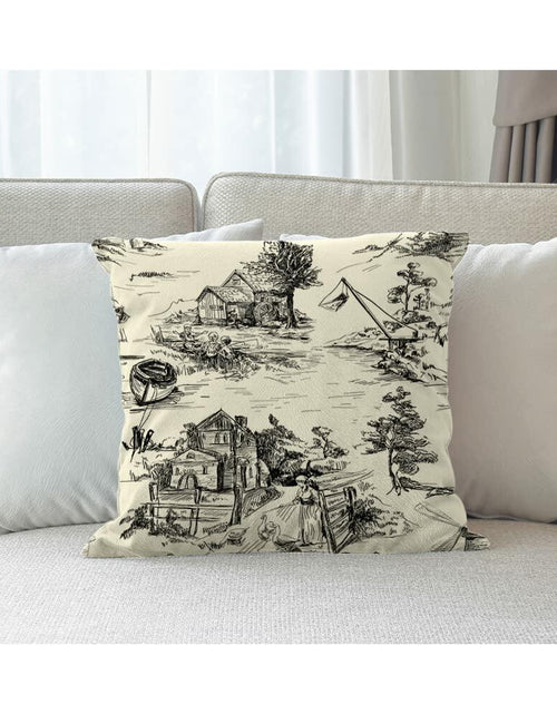 Load image into Gallery viewer, Zaueky Old Village Cotton Linen Pillow Case Black White 18x18 Inch
