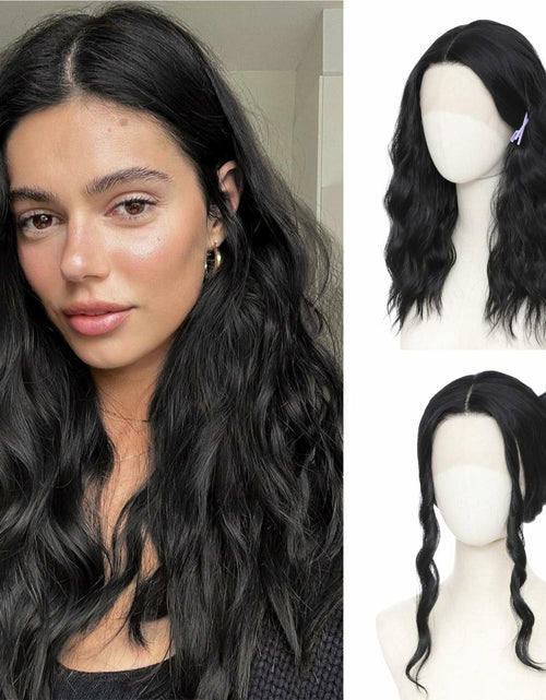 Load image into Gallery viewer, BUPPLER 18 Inch Medium Wavy Synthetic Wig Middle Part Light Brown
