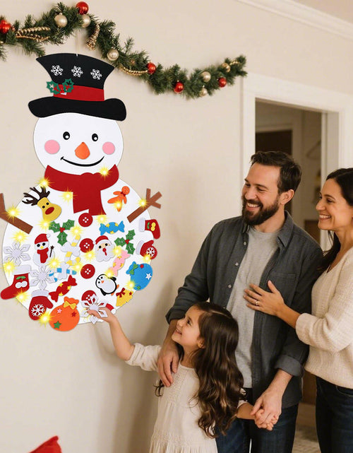 Load image into Gallery viewer, PEACELOVER DIY Felt Christmas Snowman Game Set 3.2ft White 36 Ornaments
