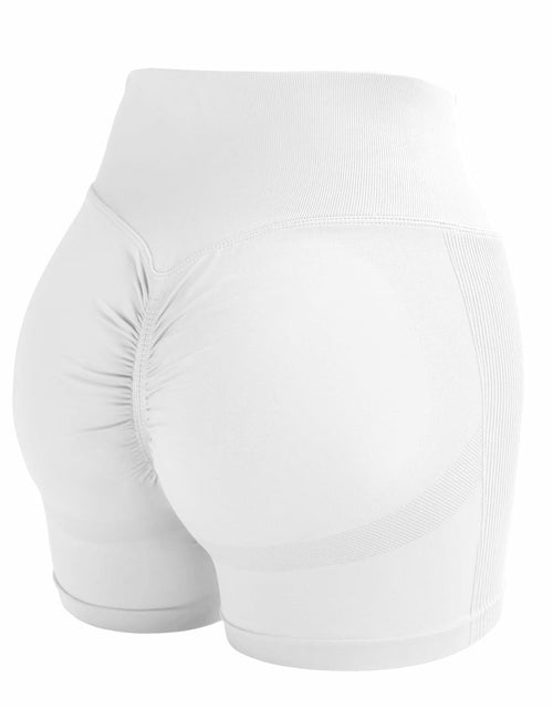 Load image into Gallery viewer, CHAMSHINE High Waisted Tummy Control Butt Lifting Workout Shorts White Size M
