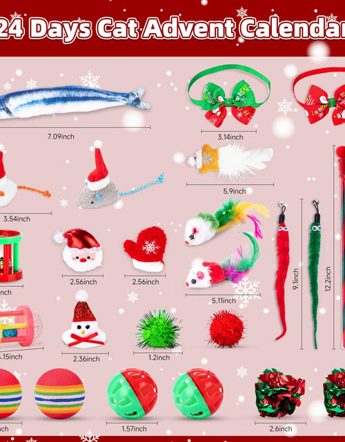 Load image into Gallery viewer, Frerdui Cat Advent Calendar 2025 24 Days Kitten Toys Feather Teaser Red
