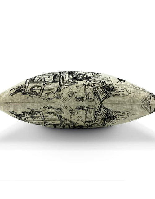 Load image into Gallery viewer, Zaueky Old Village Cotton Linen Pillow Case Black White 18x18 Inch

