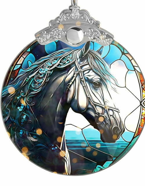 Load image into Gallery viewer, Horse Ornament 2025 Stained Glass Effect Xmas Tree Decoration White
