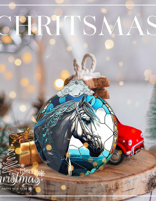 Load image into Gallery viewer, Horse Ornament 2025 Stained Glass Effect Xmas Tree Decoration White
