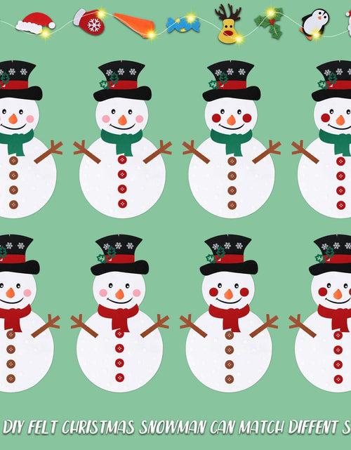 Load image into Gallery viewer, PEACELOVER DIY Felt Christmas Snowman Game Set 3.2ft White 36 Ornaments
