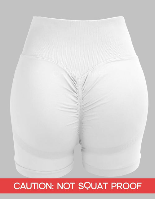 Load image into Gallery viewer, CHAMSHINE High Waisted Tummy Control Butt Lifting Workout Shorts White Size M
