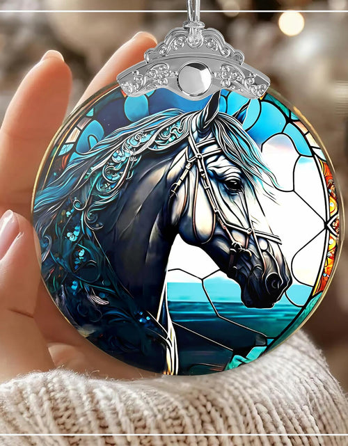 Load image into Gallery viewer, Horse Ornament 2025 Stained Glass Effect Xmas Tree Decoration White
