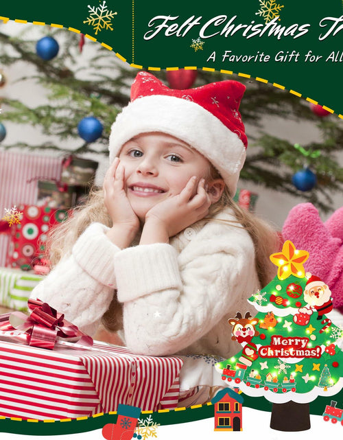 Load image into Gallery viewer, TOBEHIGHER 3Ft DIY Felt Christmas Tree with 29 Ornaments&amp;String Light Snow Edge
