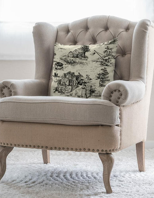 Load image into Gallery viewer, Zaueky Old Village Cotton Linen Pillow Case Black White 18x18 Inch
