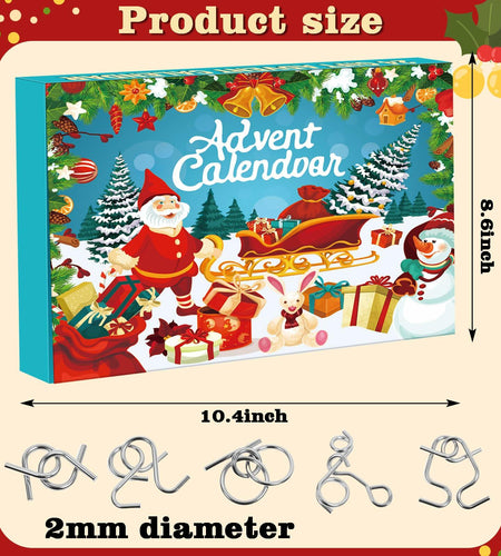 Asikkon Brain Teaser Advent Calendar 2025 24Days Christmas Countdown Silver