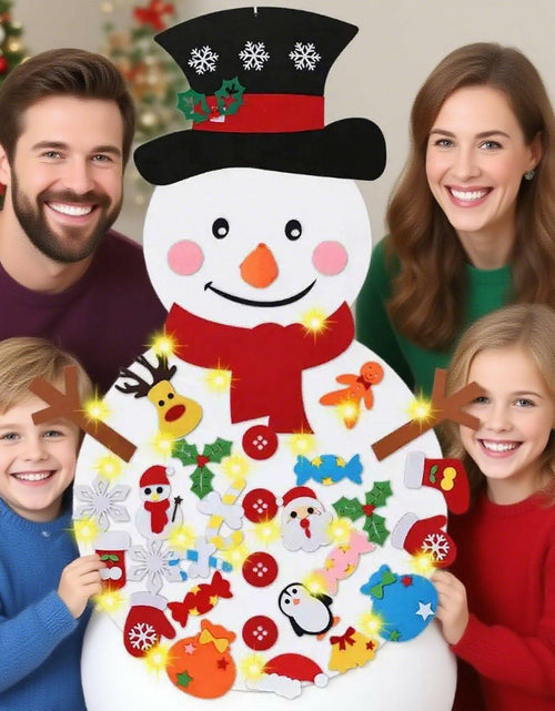 Load image into Gallery viewer, PEACELOVER DIY Felt Christmas Snowman Game Set 3.2ft White 36 Ornaments
