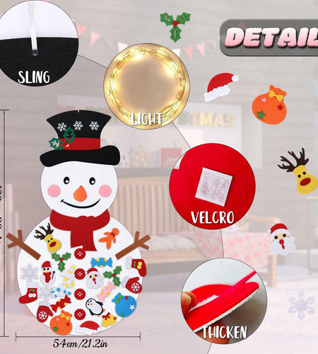 PEACELOVER DIY Felt Christmas Snowman Game Set 3.2ft White 36 Ornaments