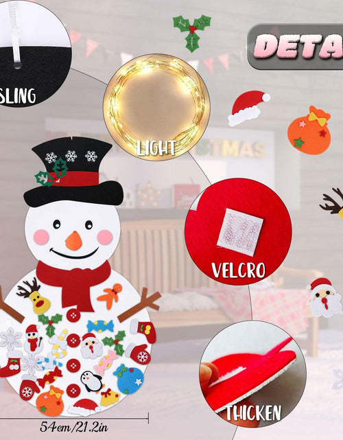 Load image into Gallery viewer, PEACELOVER DIY Felt Christmas Snowman Game Set 3.2ft White 36 Ornaments
