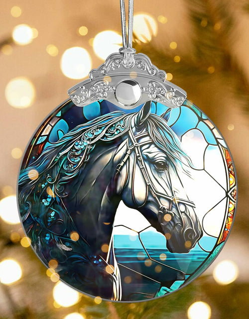 Load image into Gallery viewer, Horse Ornament 2025 Stained Glass Effect Xmas Tree Decoration White
