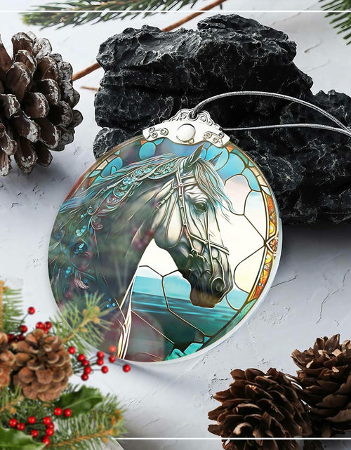 Load image into Gallery viewer, Horse Ornament 2025 Stained Glass Effect Xmas Tree Decoration White
