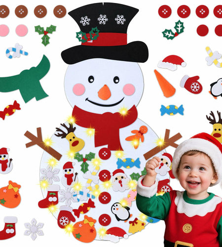 PEACELOVER DIY Felt Christmas Snowman Game Set 3.2ft White 36 Ornaments