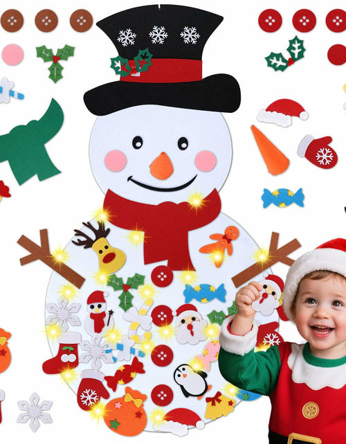 Load image into Gallery viewer, PEACELOVER DIY Felt Christmas Snowman Game Set 3.2ft White 36 Ornaments
