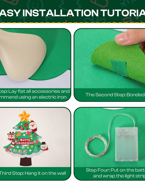 Load image into Gallery viewer, TOBEHIGHER 3Ft DIY Felt Christmas Tree with 29 Ornaments&amp;String Light Snow Edge
